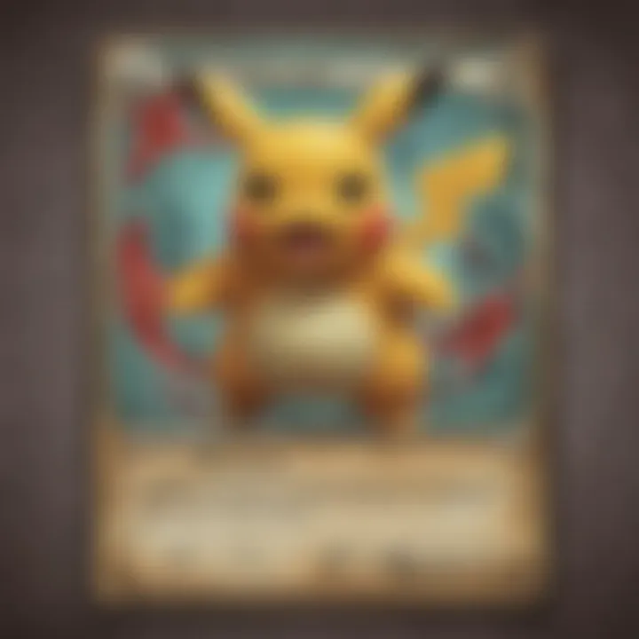 A marketplace scene where vintage Pokémon cards are being sold