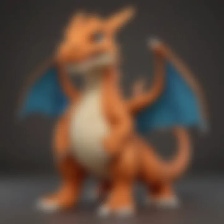 Admiration for the intricate details on the life-size Pokemon plush Charizard