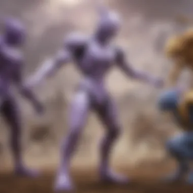 Armored Mewtwo facing off against legendary Pokemon