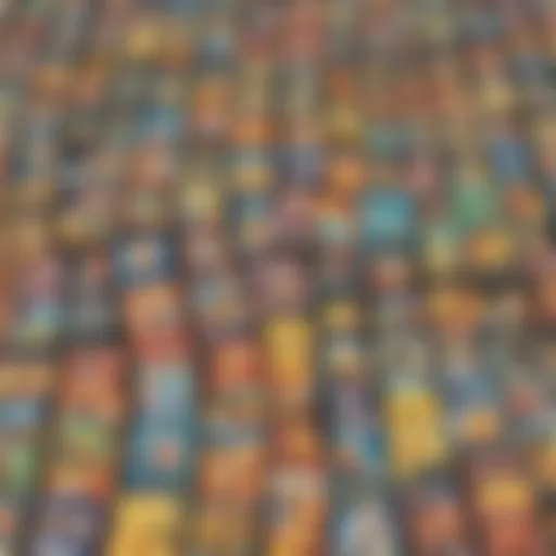 A visually striking array of Pokémon booster boxes on a display shelf