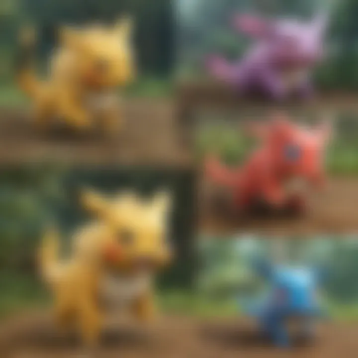 Illustration of various Pokémon moves with visual effects.