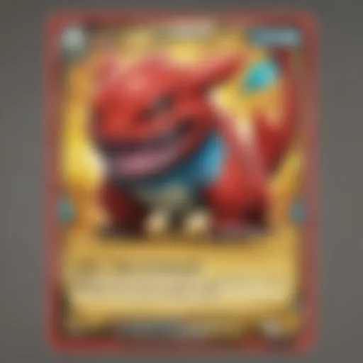 A vibrant custom Pokemon card featuring unique artwork and colors