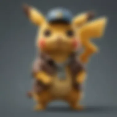 A close-up of a Detective Pikachu card showcasing its unique artwork and design elements.