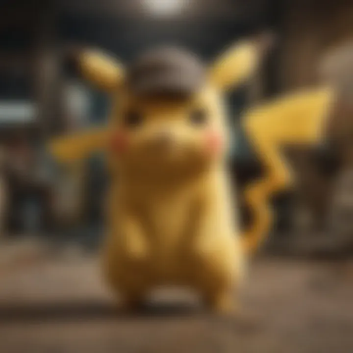 A gameplay scene illustrating the use of Detective Pikachu cards in action.