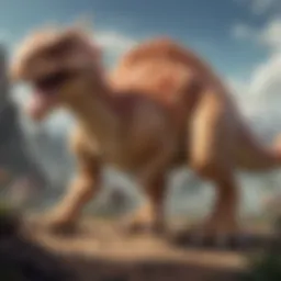 Fierce reptilian Pokemon in a prehistoric landscape