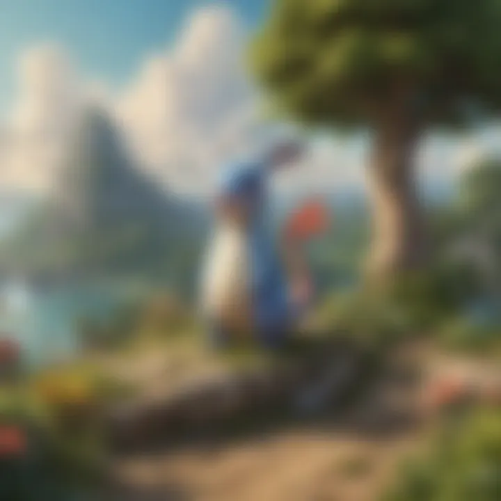A whimsical landscape filled with different Pokémon, representing the diversity of personalities.