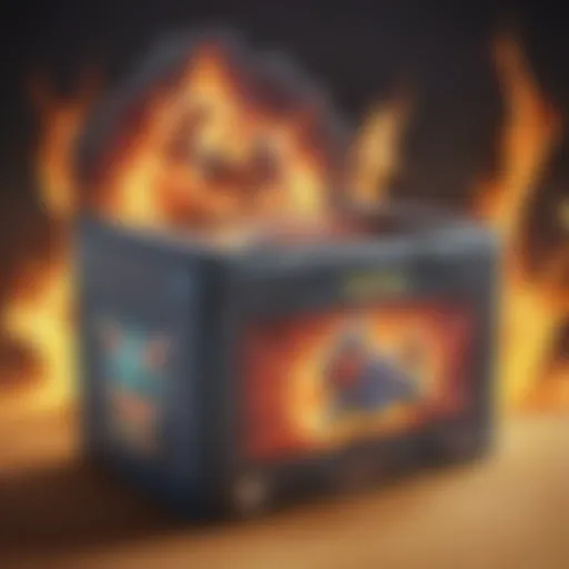 Detailed view of Double Blaze Booster Box showcasing artwork and design.