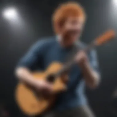 Ed Sheeran performing with passion on stage