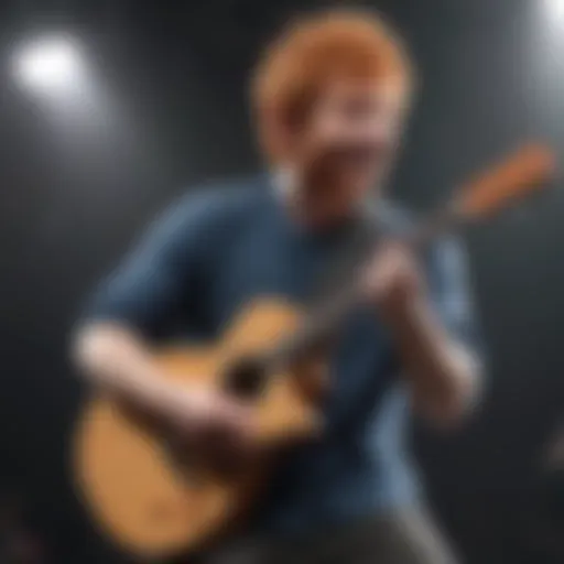 Ed Sheeran performing with passion on stage