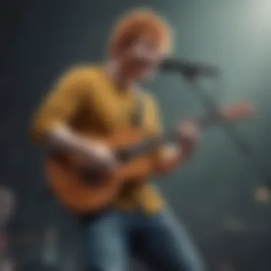 Close-up of Ed Sheeran's soulful expression while singing