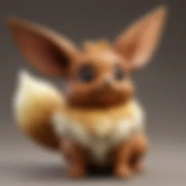 Close-up of a collector's shelf brimming with Eevee and Friends merchandise.