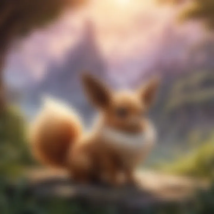 Eevee captured in a whimsical dreamlike setting