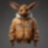 Eevee jacket hanging in a modern art gallery