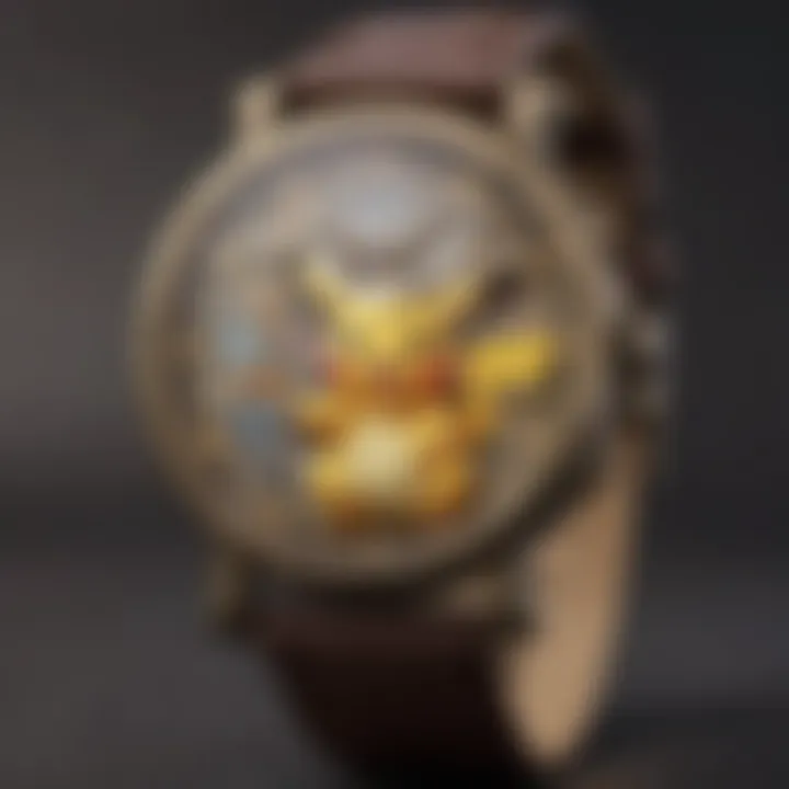 Elegant Pokemon-themed watch on a marble background