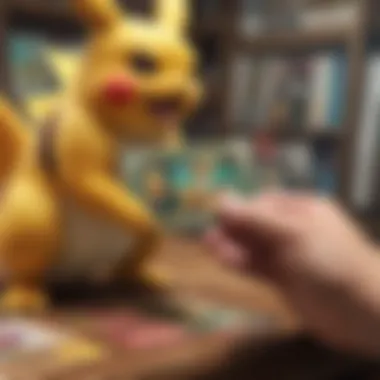 An expert examining a Pokémon card with a magnifying glass