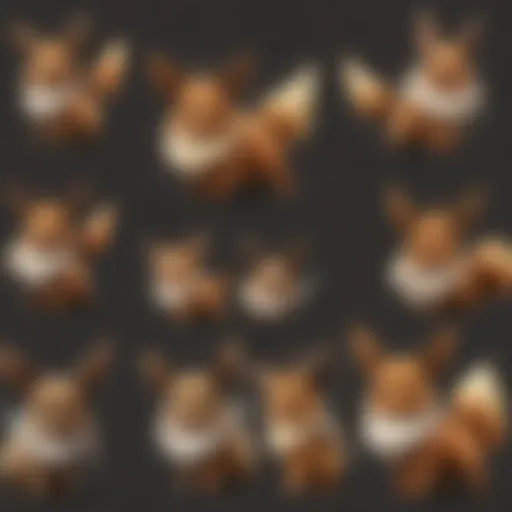 Eevee showcasing its multiple evolutions