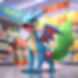 Colorful display of Pokémon packs on a retail shelf