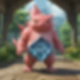 A captivating view of Pokémon Diamond gameplay featuring iconic characters and landscapes.