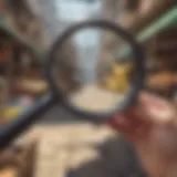 Illustration of a magnifying glass over Pokemon cards