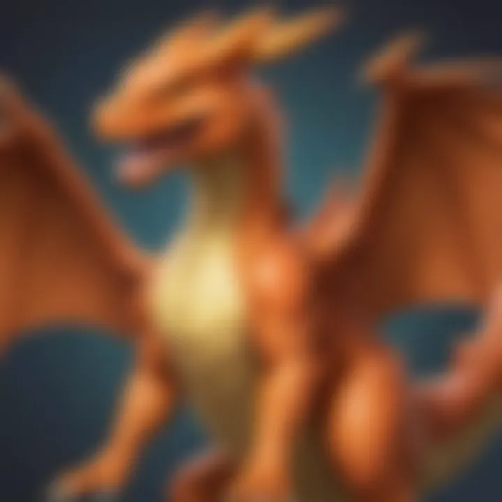 Close-up view of the Charizard card's artwork and details