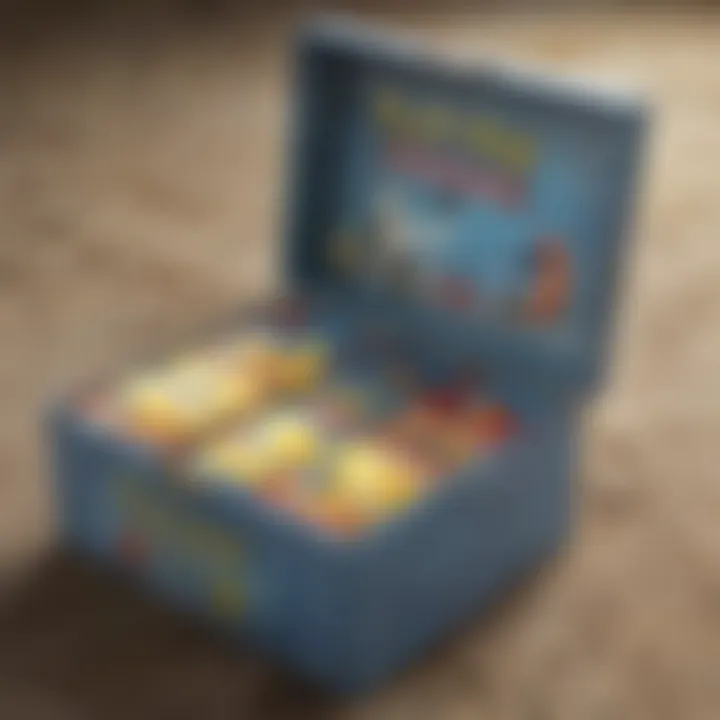 Illustration depicting a transparent Pokemon booster box revealing its contents