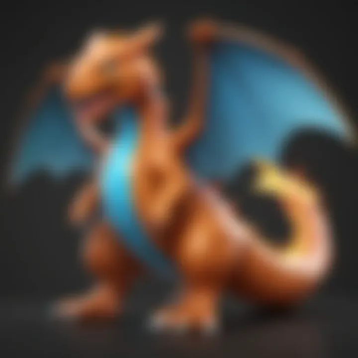 Artistic interpretation of Charizard in different holographic styles