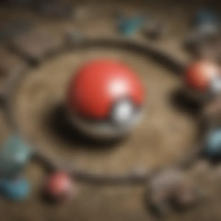 Imaginative portrayal of trainers using pokeballs from their belts in a Pokemon battle