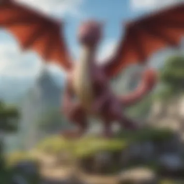 Majestic Dragon Pokemon Roaming Mystical Terrain Dragon-type Legendary Pokemon in a mystical landscape illustration
