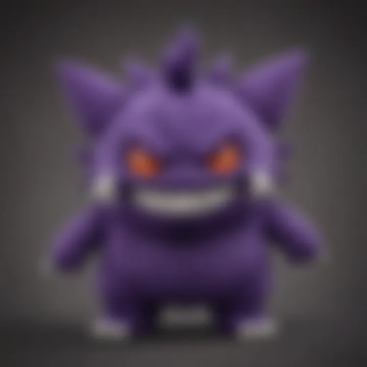 Gengar plush toys displayed in a collector's setting, enhancing the Pokémon collection atmosphere