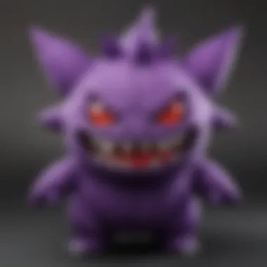 Close-Up of Gengar Plush Craftsmanship A close-up of the craftsmanship on a Gengar plush, emphasizing quality and detail