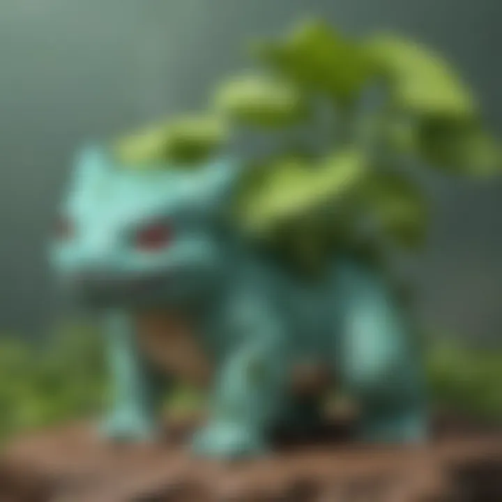 Illustration showcasing the evolution of a Bulbasaur into an Ivysaur