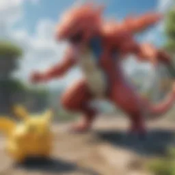 Creative rendering of a Pokemon battle scene