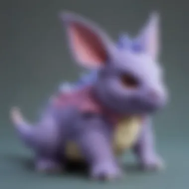 Close-up of Nidoran plush highlighting its intricate stitching