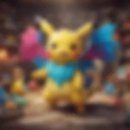 A vibrant display of Pokemon merchandise at the Nintendo Official Store