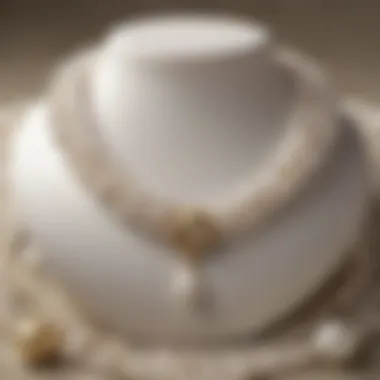Exquisite Pearl Necklace Display Elegant pearl necklace on display