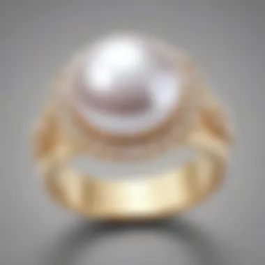 Radiant Pearl Ring Details Gleaming pearl ring with intricate details