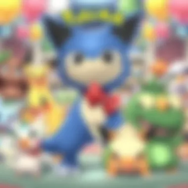 An assortment of Pokémon Celebrations merchandise including plush toys and accessories