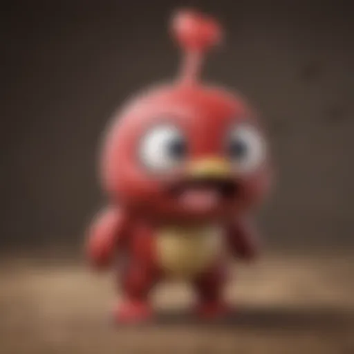Illustration of a cherry Pez character in a dynamic battle stance