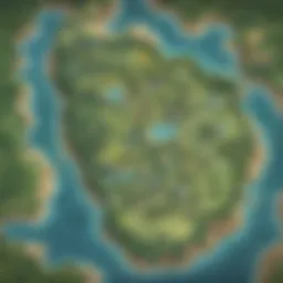 A captivating view of the Sinnoh region map from Pokémon Diamond and Pearl.