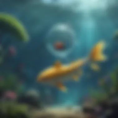 Pokémon fishing lure in a serene underwater setting