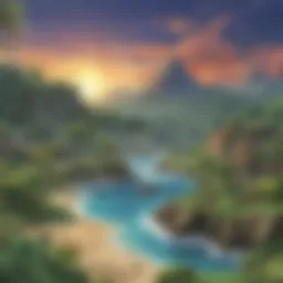 A vibrant landscape showcasing the Alola region in Pokémon Ultra Moon