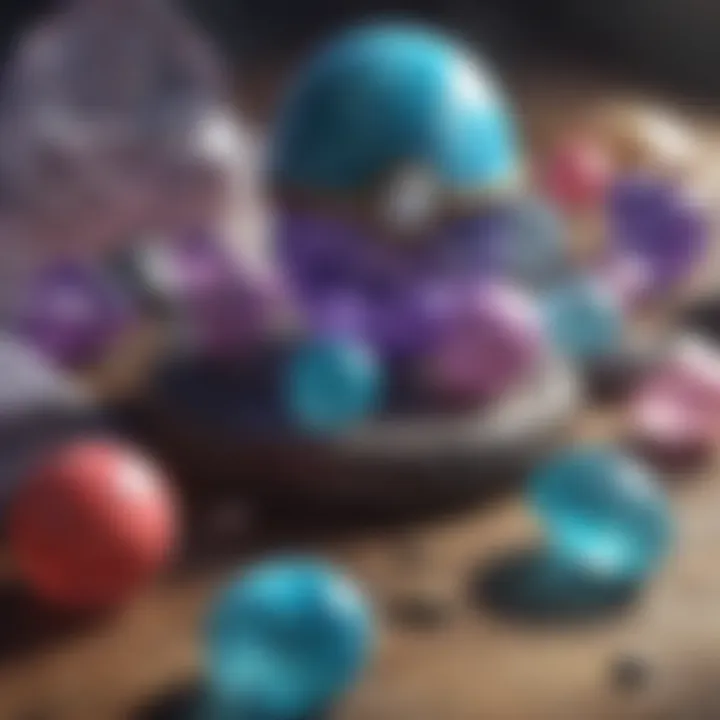 Close-up of a variety of psychic stones showcasing their unique colors and textures