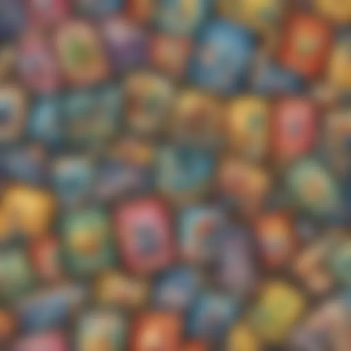 A collector's display featuring a variety of Rainbow Rare Pokémon cards arranged for appreciation.