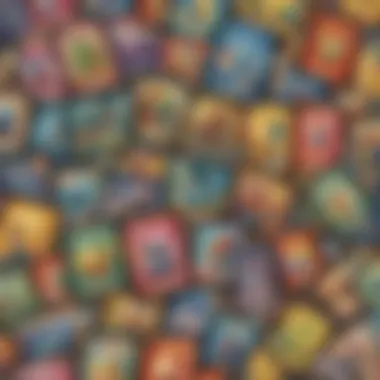 Collector's Display of Rainbow Rare Cards A collector's display featuring a variety of Rainbow Rare Pokémon cards arranged for appreciation.