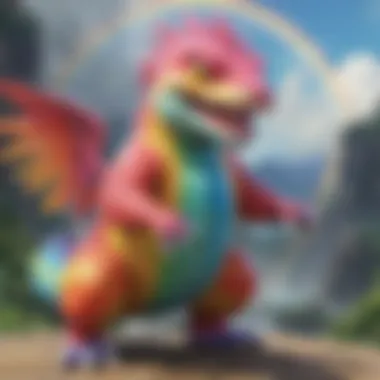 Rainbow Rare Card in Gameplay An in-game scene featuring a Rainbow Rare card being played during a Pokémon Trading Card Game match.