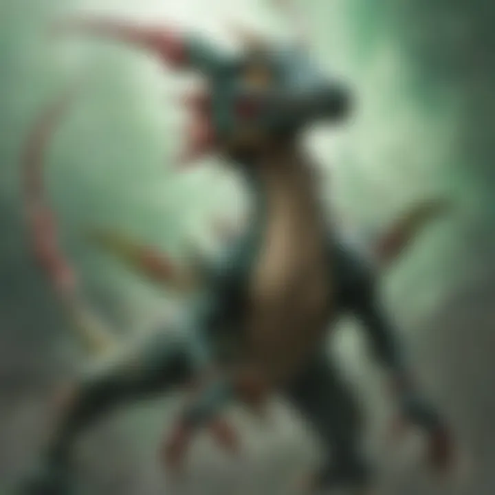 Close-up of Rayquaza EX card highlighting its unique features