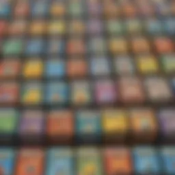 A vibrant display of various Pokémon booster boxes showcasing different sets.