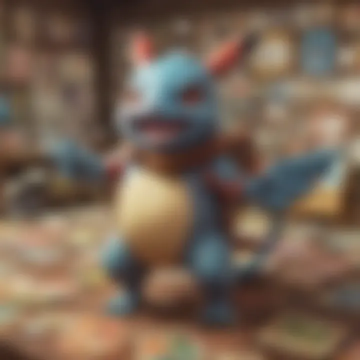 Engaged collectors examining retro Pokemon cards at a community event