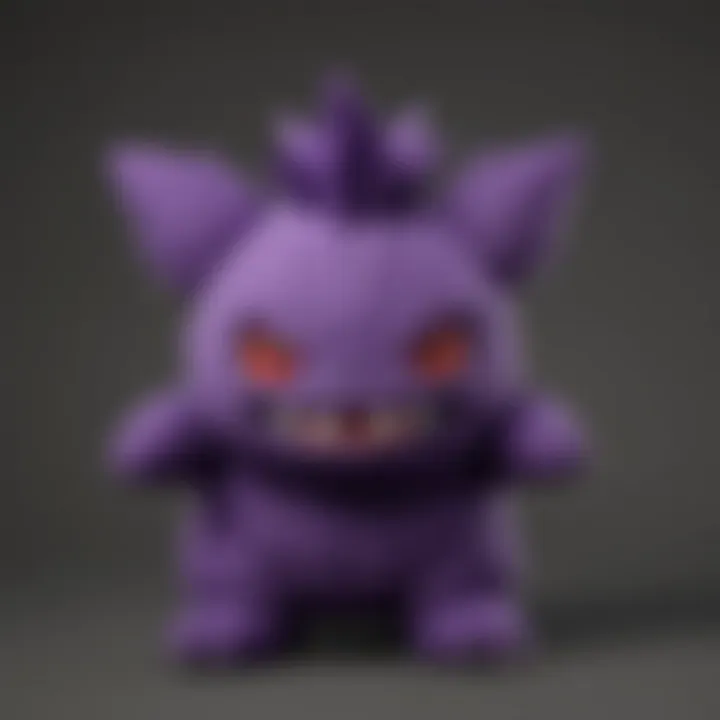 A collection of various Gengar plush toys in different poses and expressions.