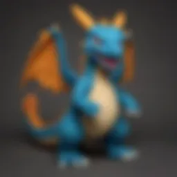 A detailed view of a Mega Charizard plush showcasing its vibrant colors and intricate design.